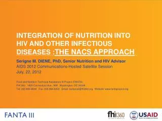 Integration of nutrition into hiv and other infectious diseases : the nacs approach