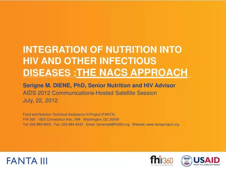 integration of nutrition into hiv and other infectious diseases the nacs approach