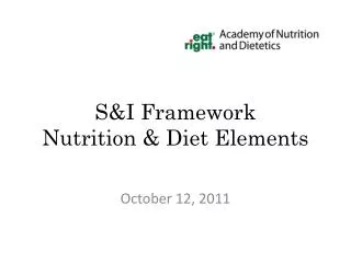 S&amp;I Framework Nutrition &amp; Diet Elements