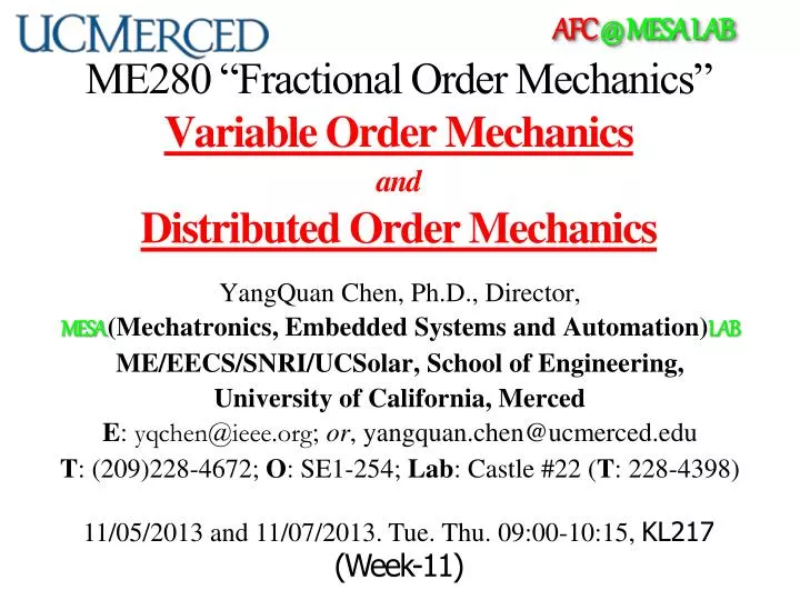 me280 fractional order mechanics variable order mechanics and distributed order mechanics