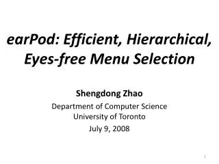 earPod : Efficient, Hierarchical, Eyes-free Menu Selection