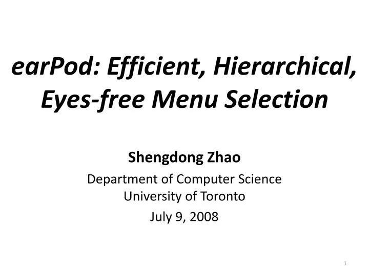 earpod efficient hierarchical eyes free menu selection