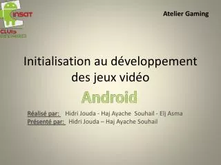 initialisation au d veloppement des jeux vid o