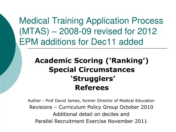 medical training application process mtas 2008 09 revised for 2012 epm additions for dec11 added