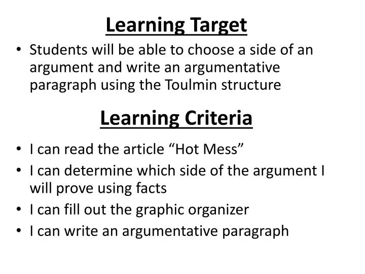 learning criteria
