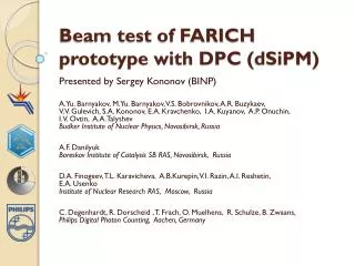 Beam test of FARICH prototype with DPC ( dSiPM )