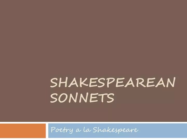 shakespearean sonnets