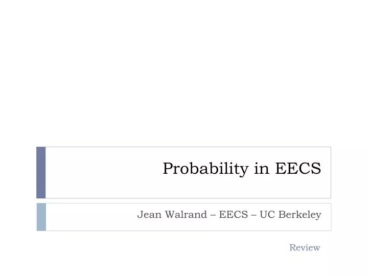 probability in eecs