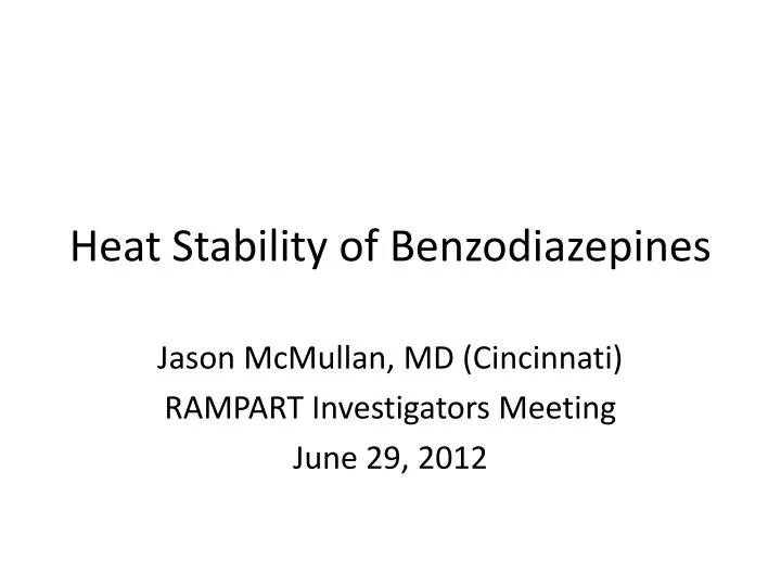heat stability of benzodiazepines