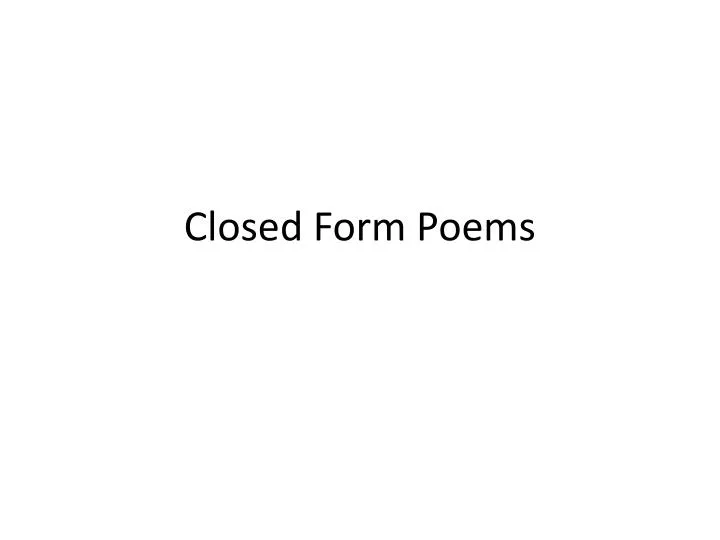 closed form poems