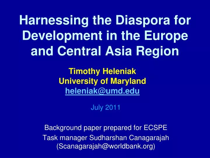 harnessing the diaspora for development in the europe and central asia region