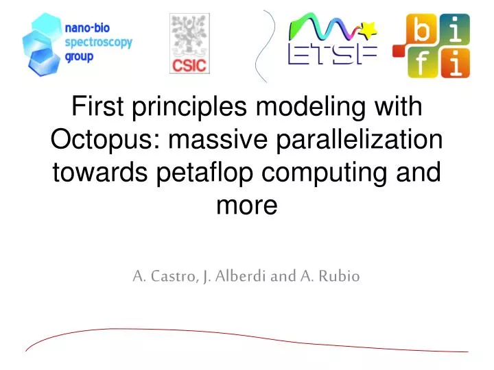 first principles modeling with octopus massive parallelization towards petaflop computing and more