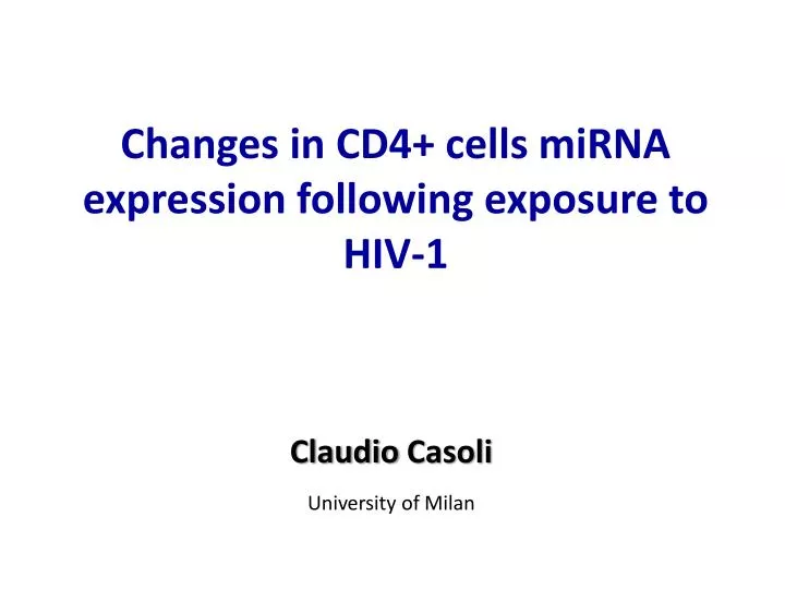 changes in cd4 cells mirna expression following exposure to hiv 1