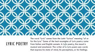 Lyric Poetry