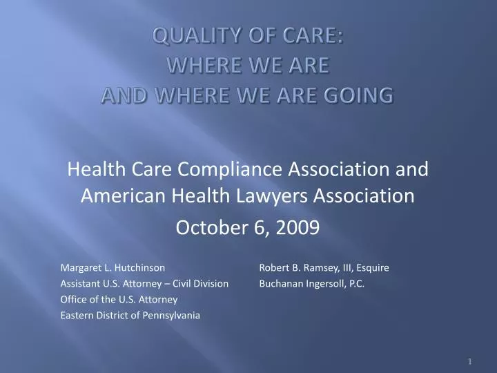 quality of care where we are and where we are going