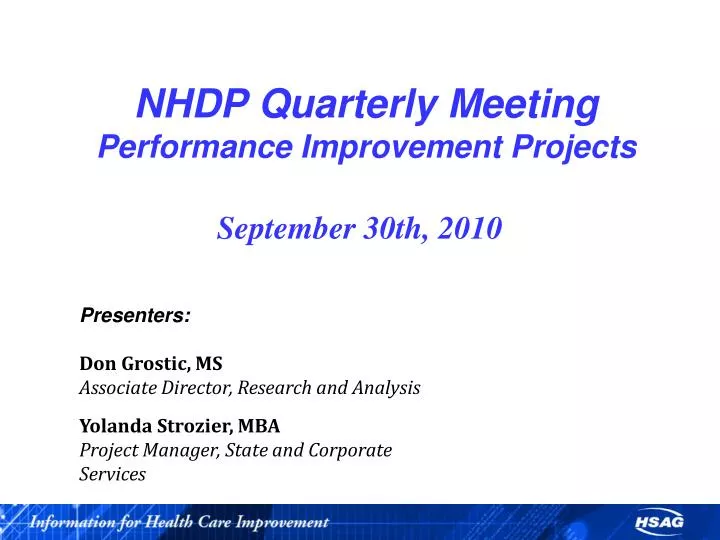 nhdp quarterly meeting performance improvement projects