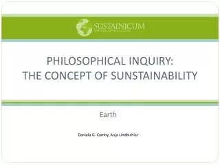 Philosophical Inquiry : The Concept of Sunstainability