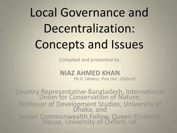 local governance and decentralization concepts and issues