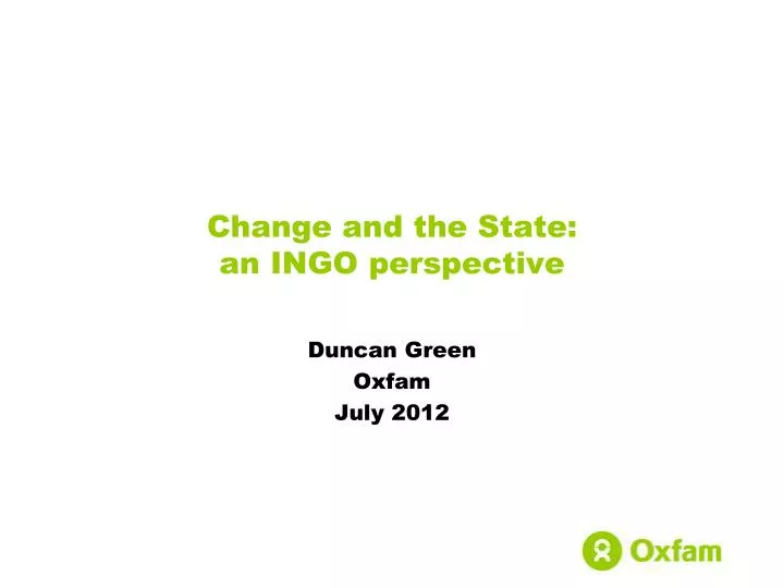 change and the state an ingo perspective