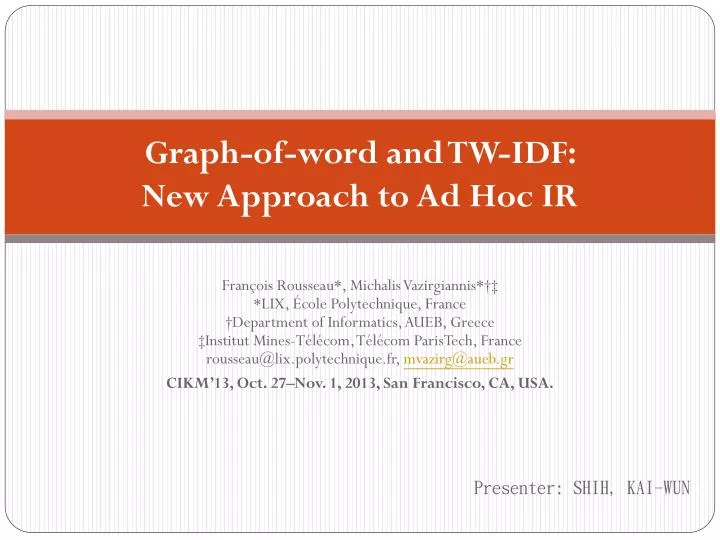 graph of word and tw idf new approach to ad hoc ir