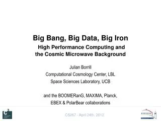 Big Bang, Big Data, Big Iron High Performance Computing and the Cosmic Microwave Background