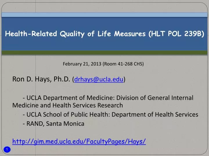 health related quality of life measures hlt pol 239b