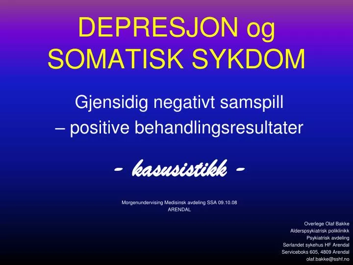 depresjon og somatisk sykdom