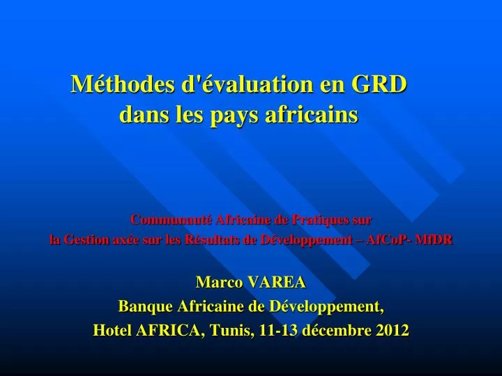 m thodes d valuation en grd dans les pays africains