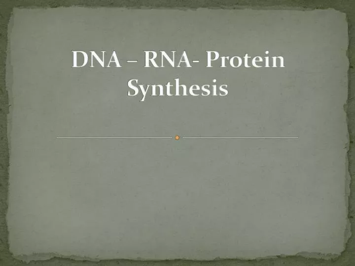 dna rna protein synthesis