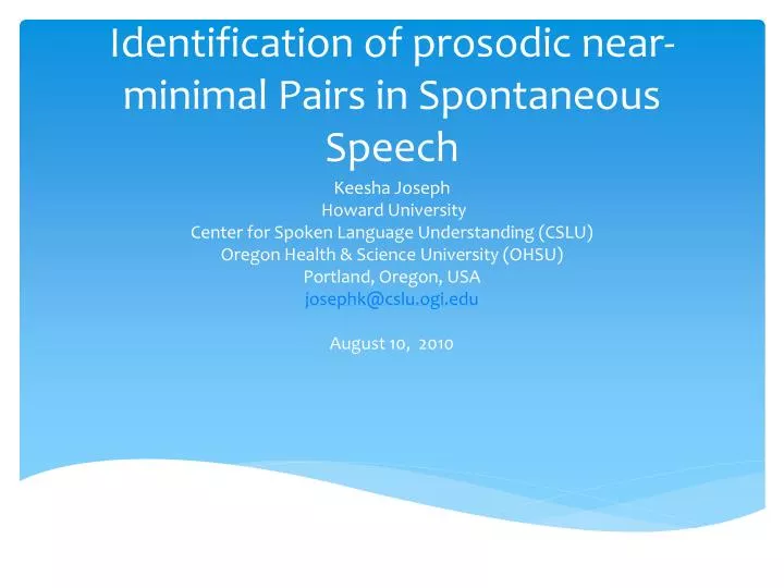 identification of prosodic near minimal pairs in spontaneous speech