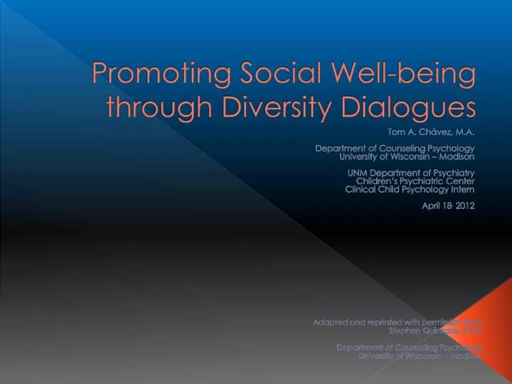 promoting social well being through diversity dialogues