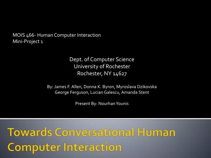 towards conversational human computer interaction