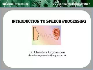 Introduction to speech processing