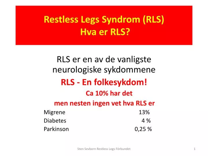 restless legs syndrom rls hva er rls