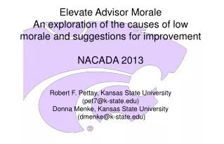 Elevate Advisor Morale An exploration of the causes of low morale and suggestions for improvement