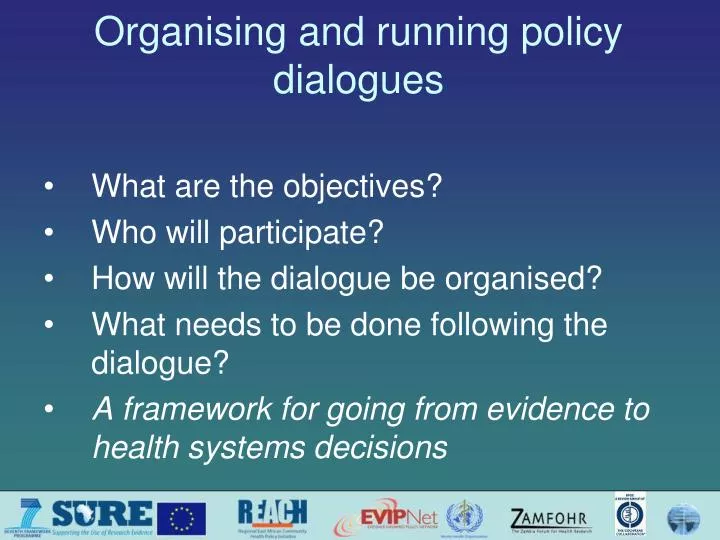 organising and running policy dialogues
