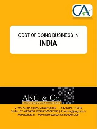 COST OF DOING BUSINESS IN INDIA