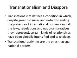 Transnationalism and Diaspora