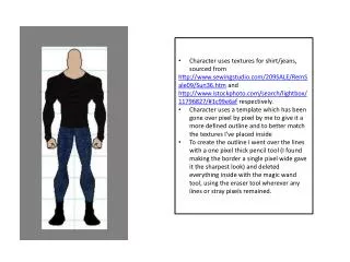 Character uses textures for shirt/jeans, sourced from