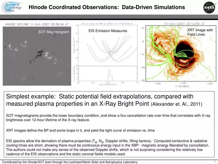 hinode coordinated observations data driven simulations