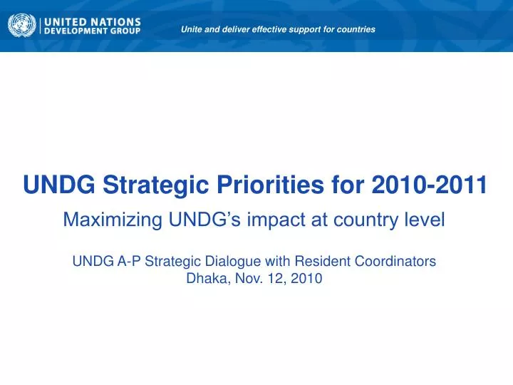 undg strategic priorities for 2010 2011