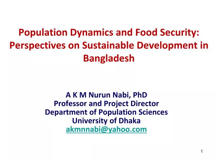 population dynamics and food security perspectives on sustainable development in bangladesh