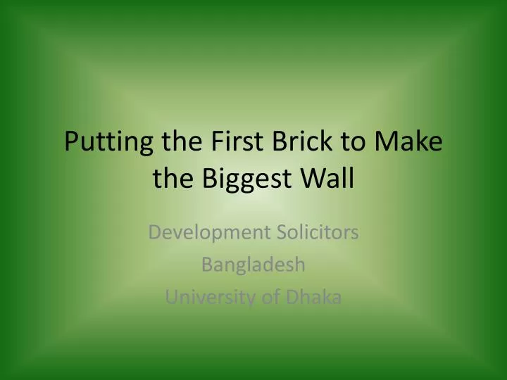 putting the first brick to make the biggest wall