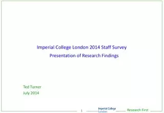 Imperial College London 2014 Staff Survey