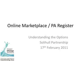 Online Marketplace / PA Register