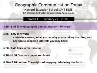 Geographic Communication Today Harvard Extension School ISMT-E155