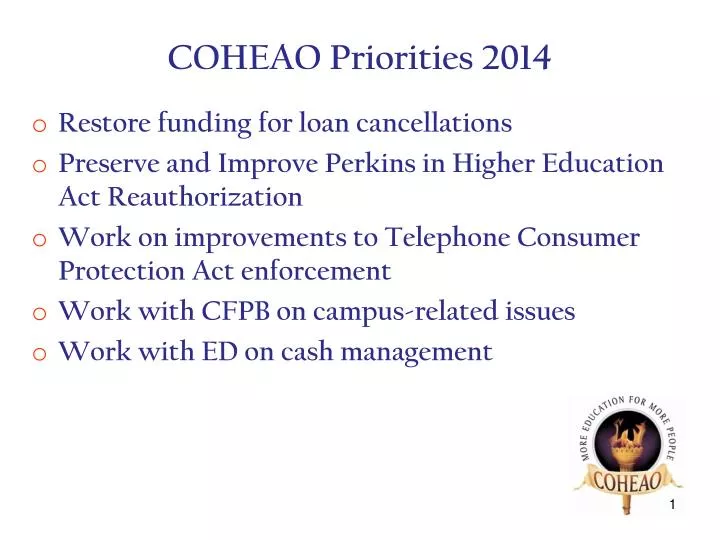 coheao priorities 2014