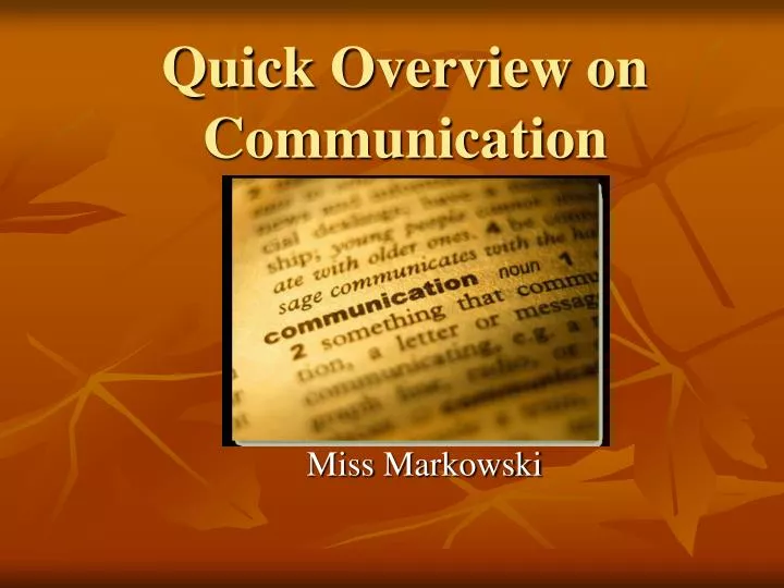 quick overview on communication