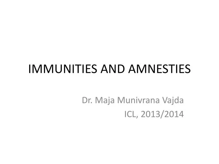 immunities and amnesties