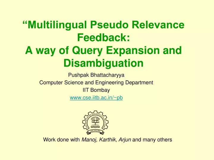 multilingual pseudo relevance feedback a way of query expansion and disambiguation